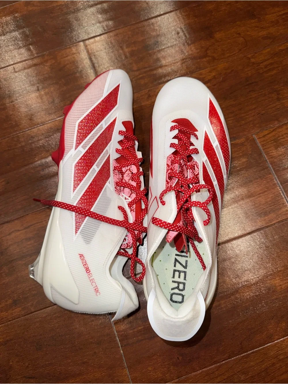 adidas White & Red Track Spikes